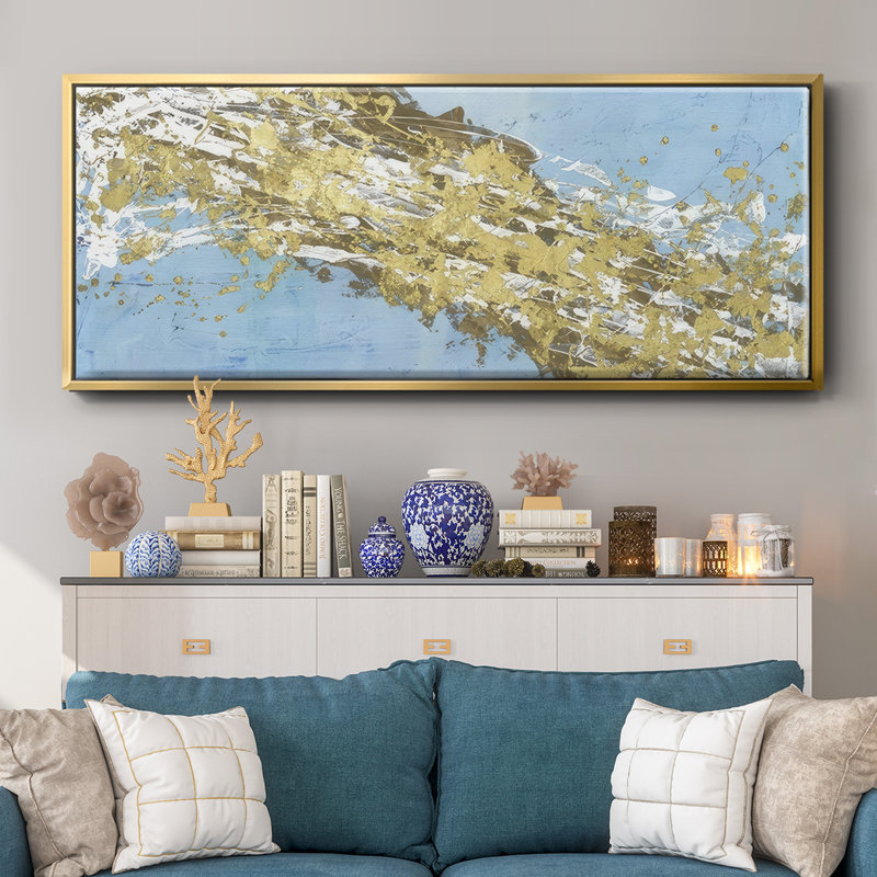 Mistral V en bleu azur - Toile encadrée, H 12 po x l 30 po