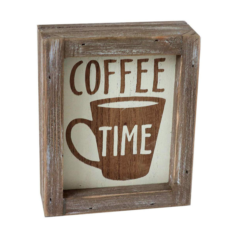 Petite enseigne en bois rustique Coffee Time