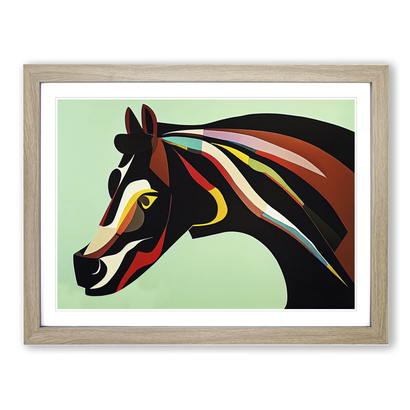 Sensational Horse Abstract - Framed Print, 25cm H x 34cm W x 2cm D, Oak 