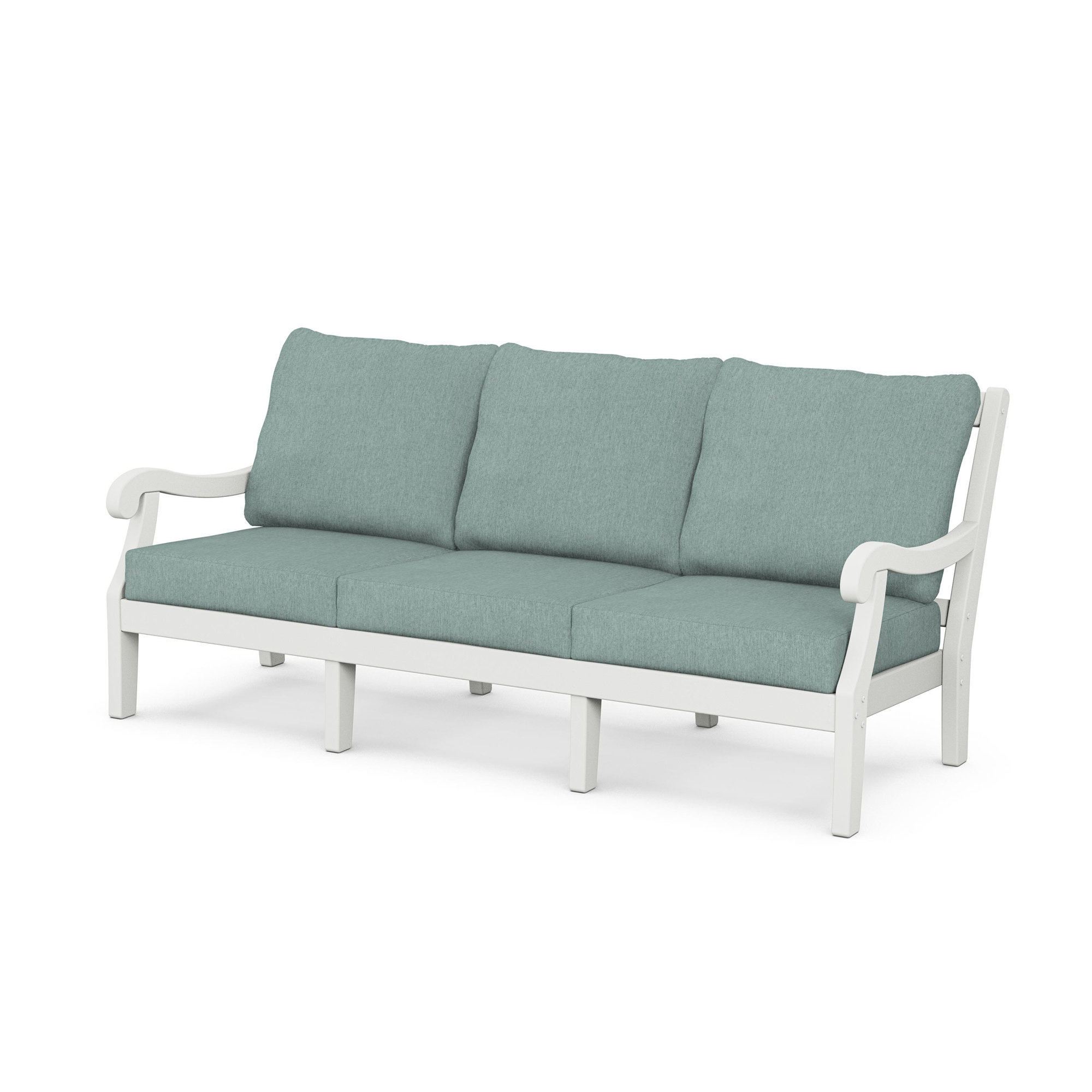 POLYWOOD x Birch Lane Verlyn 4-Piece Deep Seating Set with Sofa, Glacier Spa Cushion/White Frame