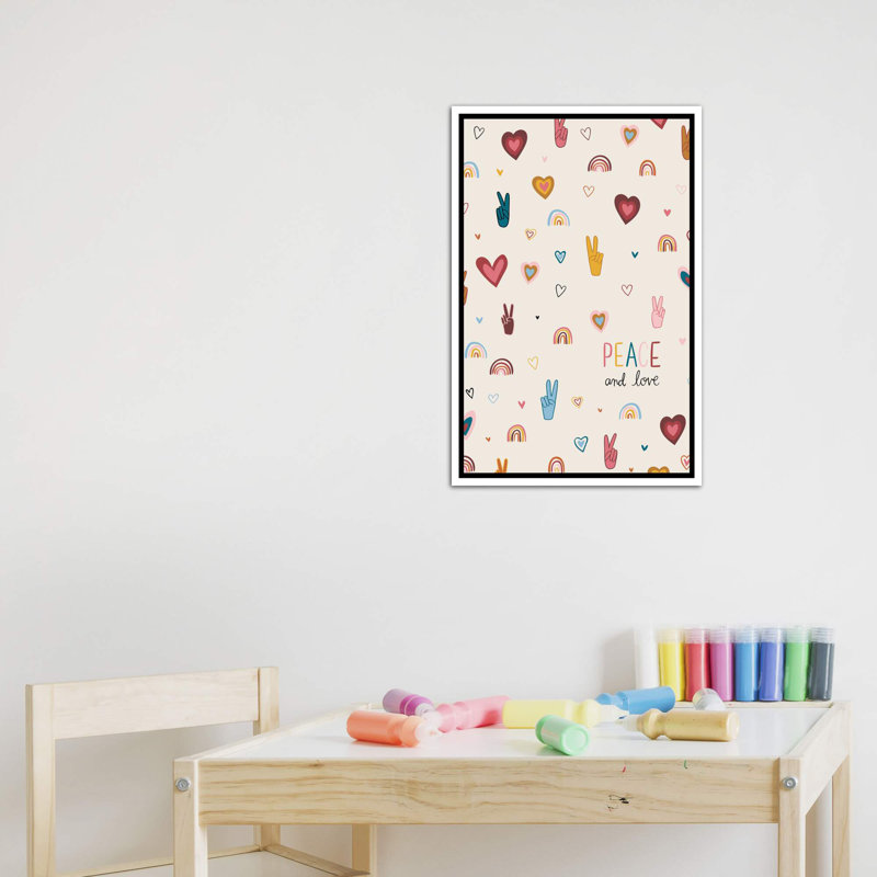Art vi vibes, H 40 po x l 26 po x P 1,5 po, Toile blanche encadrée