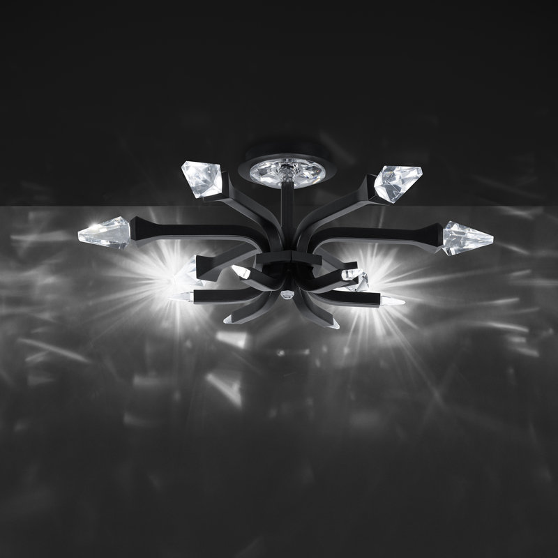 Plumeria 6 - Light LED Semi Flush Mount, Black, 20 W