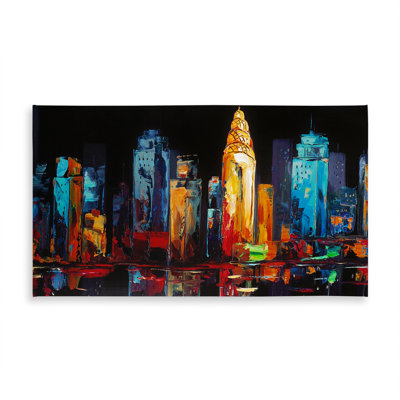 Blue Abstract Cityscape Tablecloth - Indoor/Outdoor Home Decor