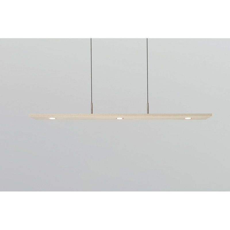 Vix Dimmable LED Pendant, 3500K, 0.75" H x 34" W x 8" D, White Washed Oak
