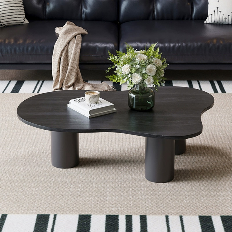 Table basse moderne en bois massif noir, H 14,17 po x L 47,24 po x l 27,56 po, Noir