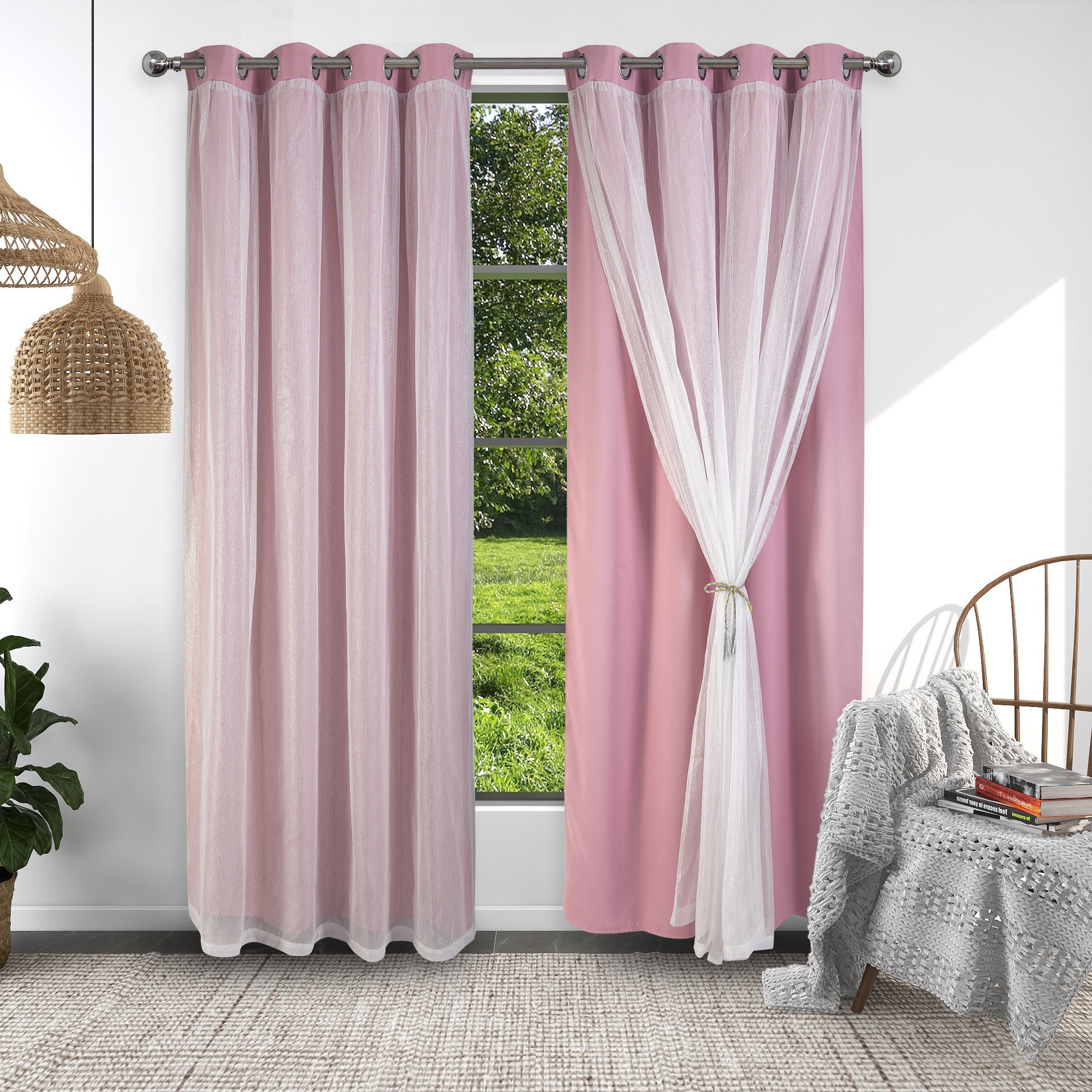 Ebern Designs Tyniya Polyester Sheer Curtain Pair Reviews Wayfair