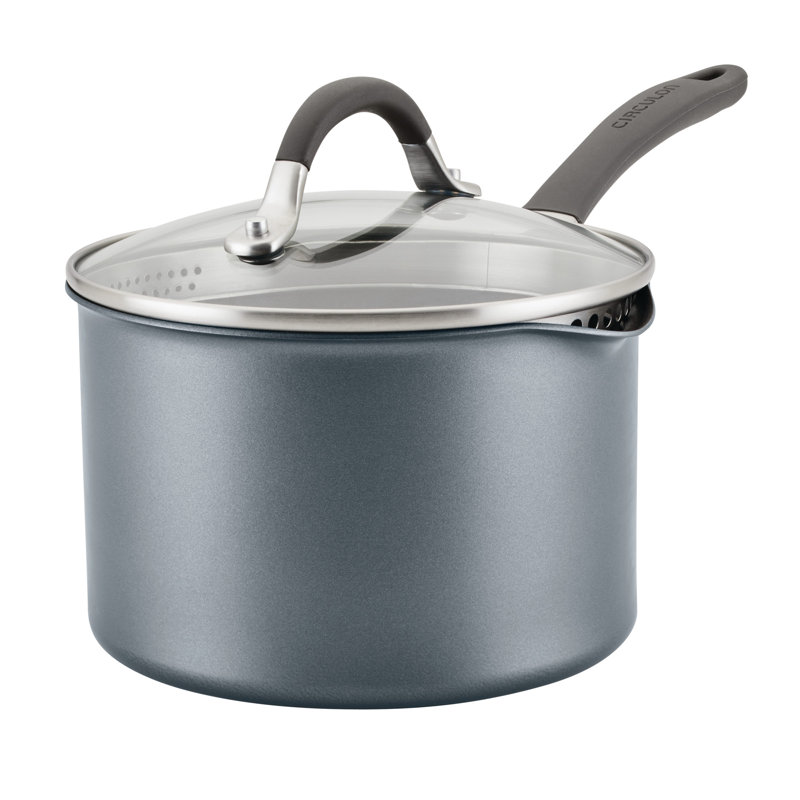 Circulon A1 Series with Scratchdefense Technology Nonstick Induction Straining Sauce Pan with Lid, 3 qt.