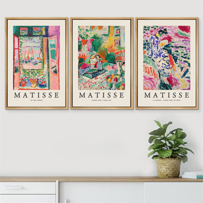 French Floral Window Girl Woman Colourful Abstract Still Life - Canvas 3 Pieces Henri Matisse Print