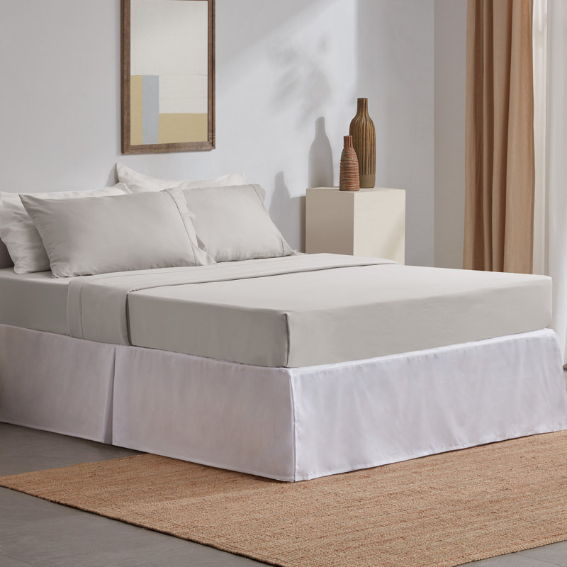 Pleated Bed Skirt, Full, White