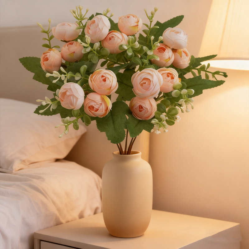 2 PCS de fleurs de fantaisie, petites fleurs de fleurs de thé, décoration de bureau de mariage, Champagne