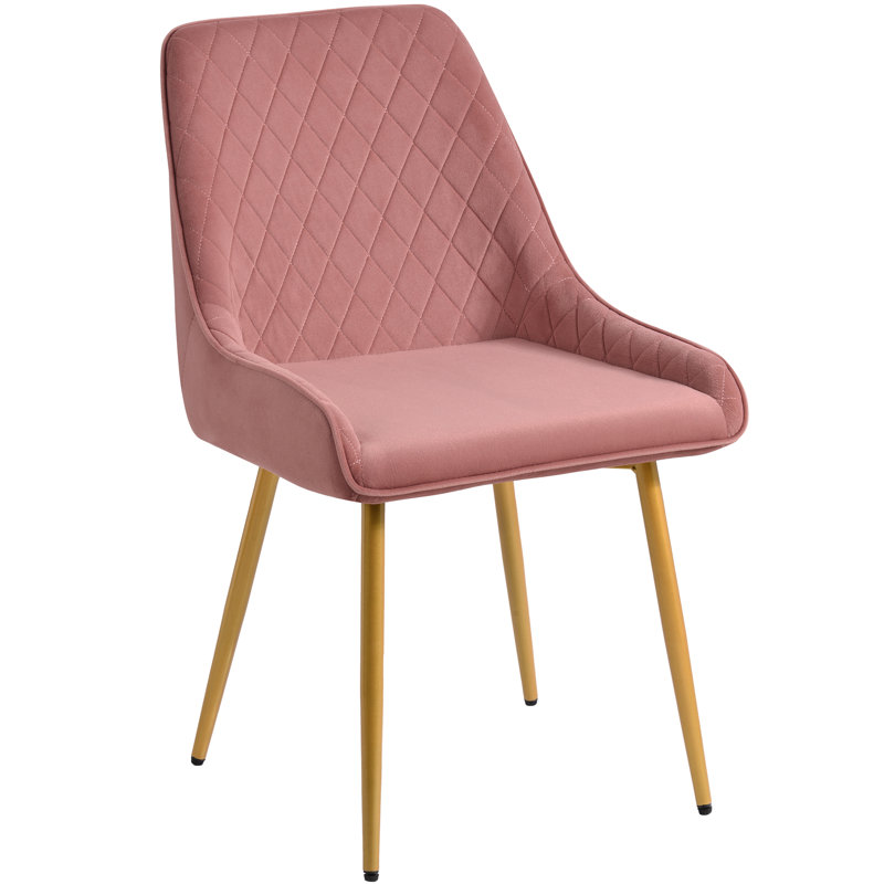 Mako 46cm H Velvet Upholstered Side Chair, Pink, Gold