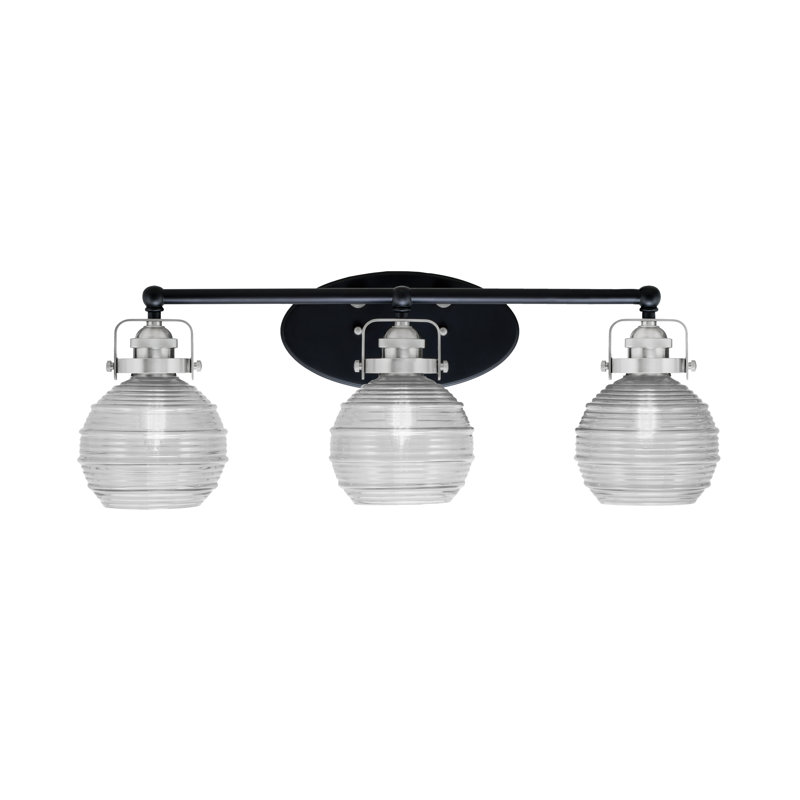 Barre d'éclairage de salle de bain 3 lumières Easton, Noir mat/nickel brossé