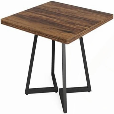 31.5 Inch Square Dining Table for Small Spaces, Rustic Brown Industrial Design with Black Metal Frame, Ideal for Apartments and Breakfast Nooks