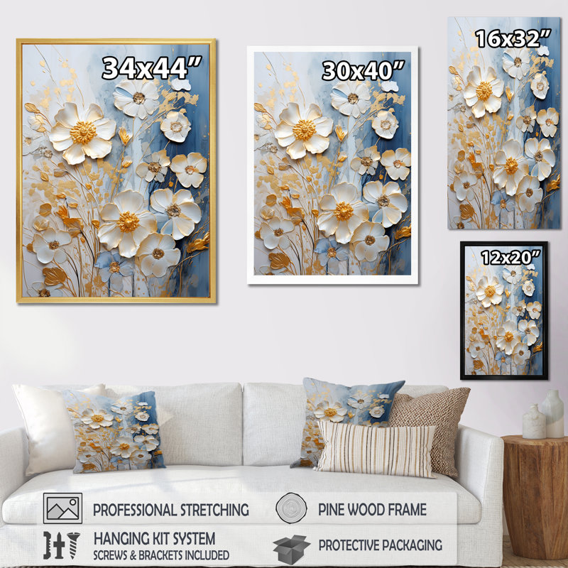 «Wildflowers Botanical Beauty II», reproduction sur toile, Cadre simple argenté, H 44 po x l 34 po x P 1,5 po