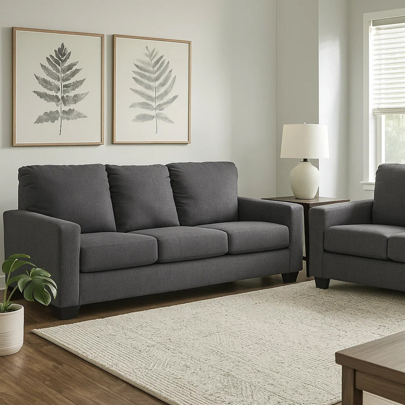Clorene Upholstered Sleeper Sofa, Pewter Gray, 39" H x 76" W x 40" D