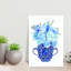 Delft Blue Blooms Abstract Contemporary Peony Rose Landscape Nature Wall Art Print-1161408262