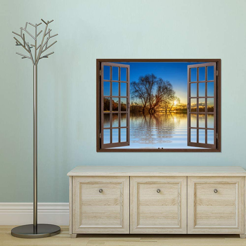 Window Brown Scenery Peel & Stick Border, 24" W x 32" L