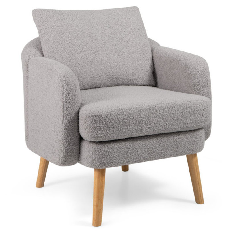 Sherpa Accent Chair Modern Living Room Chair with Seat Cushion, Gray Polyester