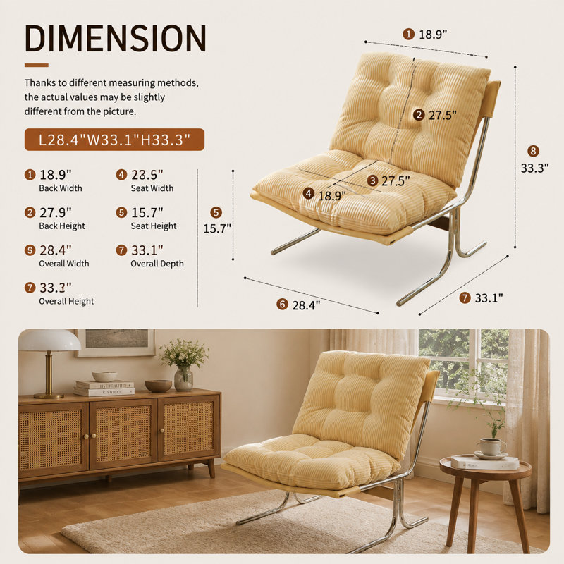 Upholstered Accent Chair, Cream
