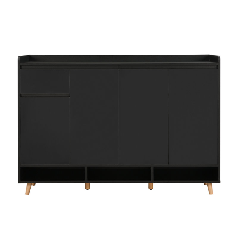 Sleek And Contemporary Shoe Cabinet, Shoe Storage with Adjustable Shelves, Minimalist Home Organizer, Black