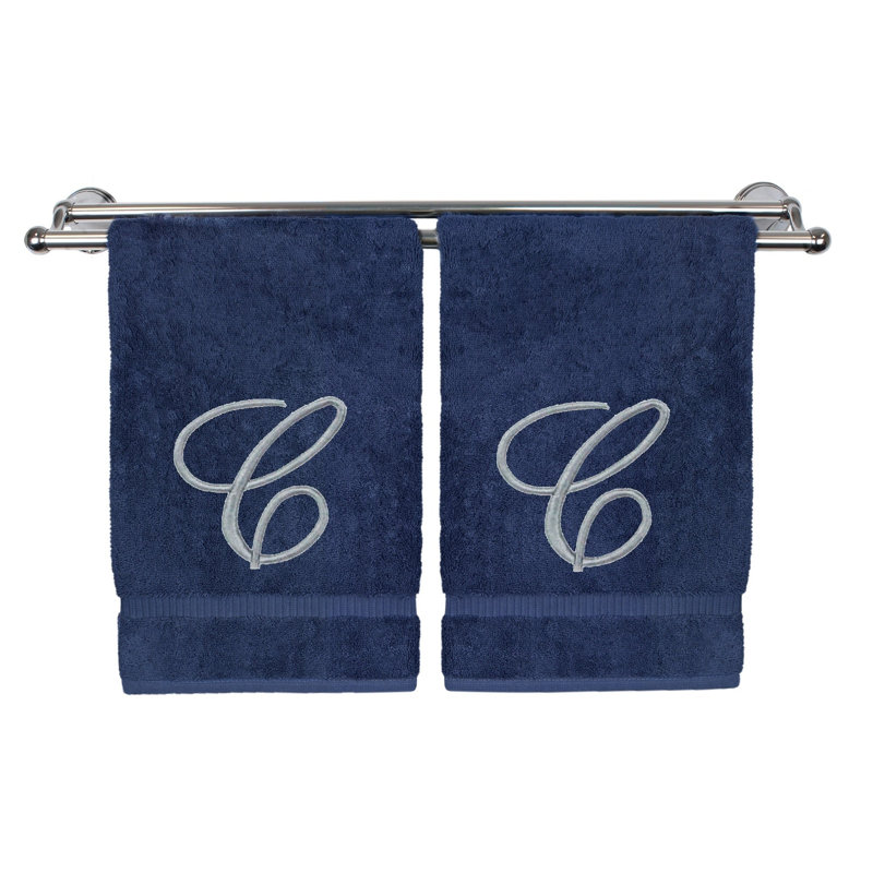 Super Plush Hand Towel, Navy/Silver, C