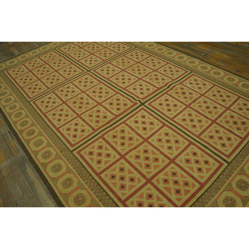 Flatweave Wool Geometric Area Rug, 9' X 12'
