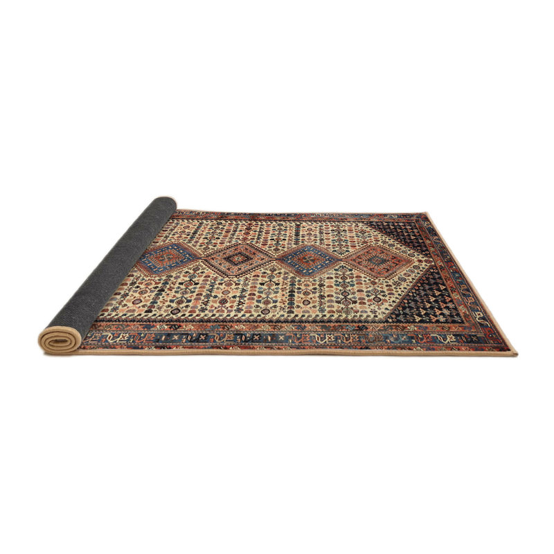Tapis noir / beige / rouge Southwestern, Rond 5 pi