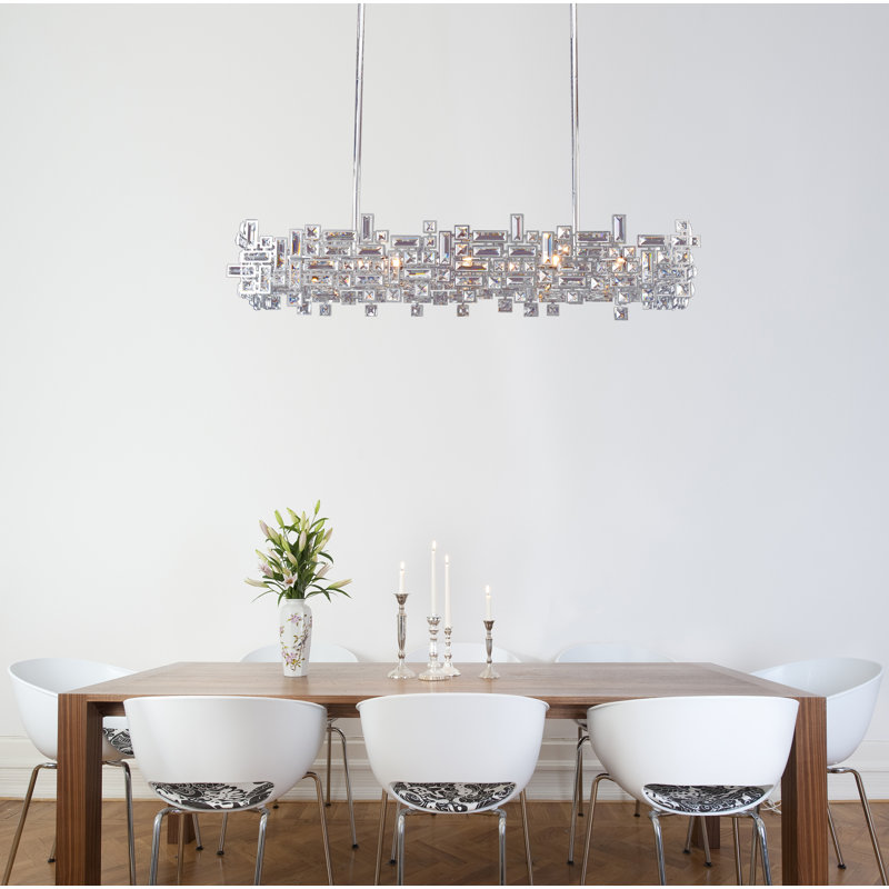 Vermeer 8 LT Chrome/Clear Linear Pendant Allegri, Firenze Clear, Chrome