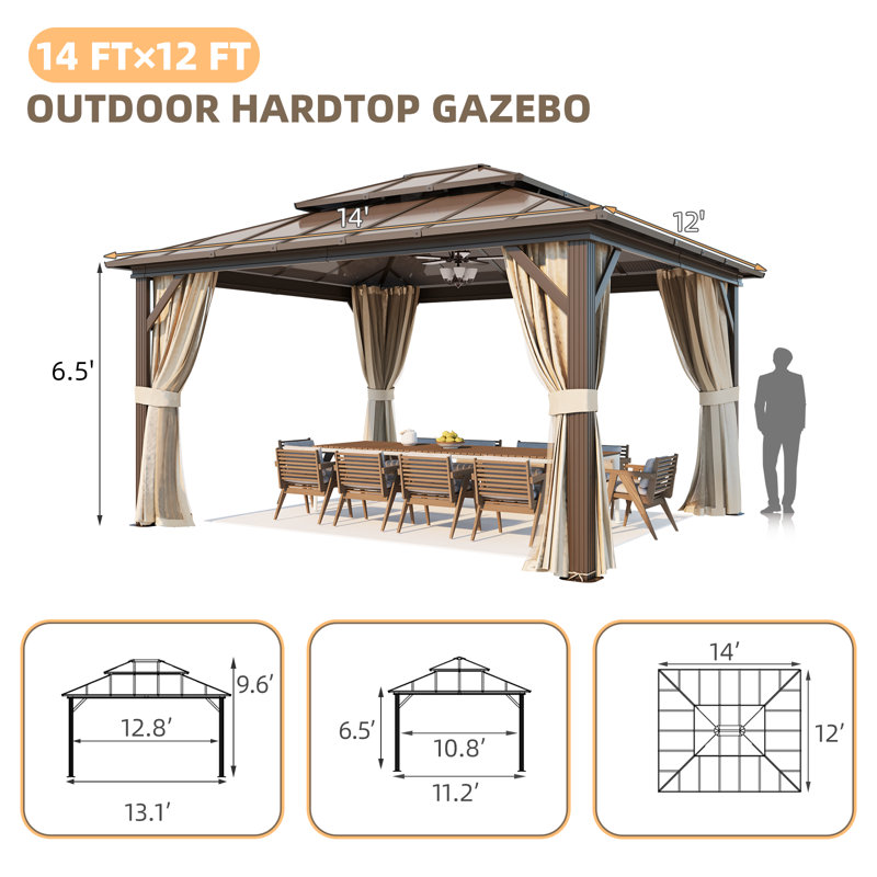 14 Ft. W X 12 Ft. D Aluminum Patio Gazebo