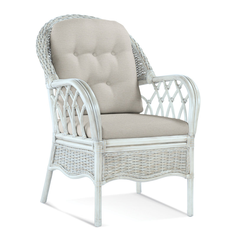 Chaise avec accoudoirs rembourrée Everglade, Tissu blanc performance 0851-94, Blanc givré