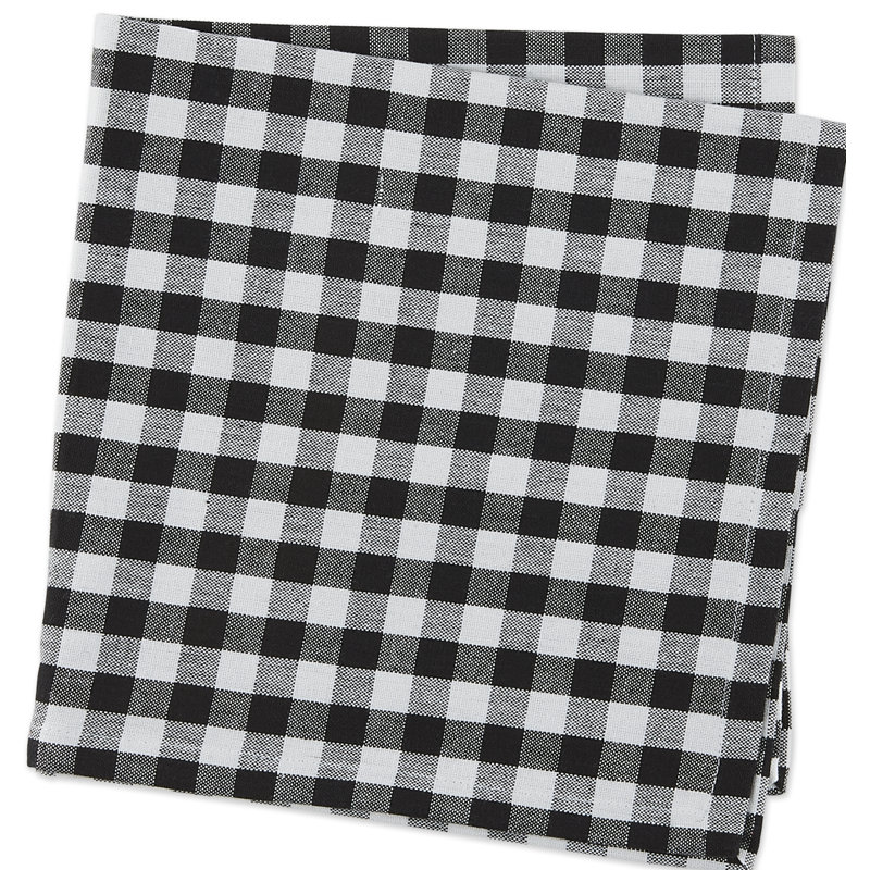 Fairley Cotton Gingham Square Napkin, Black/White