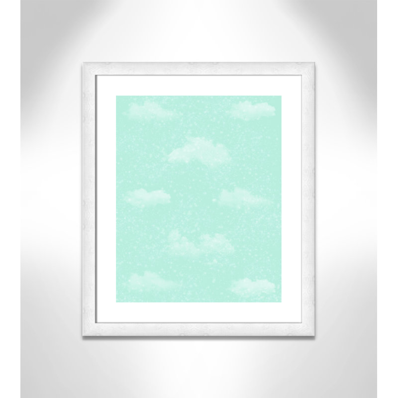 Unique Sparkle Clouds Art, 26.5" H x 22.5" W x 0.625" D, White Woodgrain Flat Framed