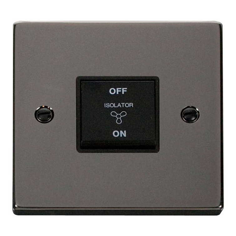 Black Nickel 10A 3 Pole Fan Isolation Switch