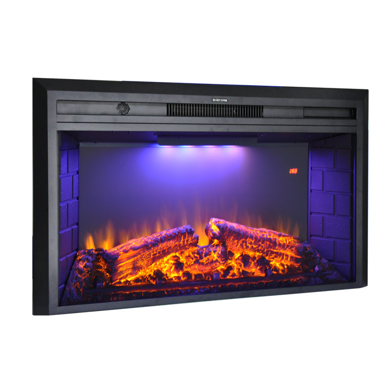 Mateas Electric Fireplace Insert, Christmas Fireplace Heater with Overheating Protection, Fire Crackling Sound, Remote Control, 750/1500W, Black