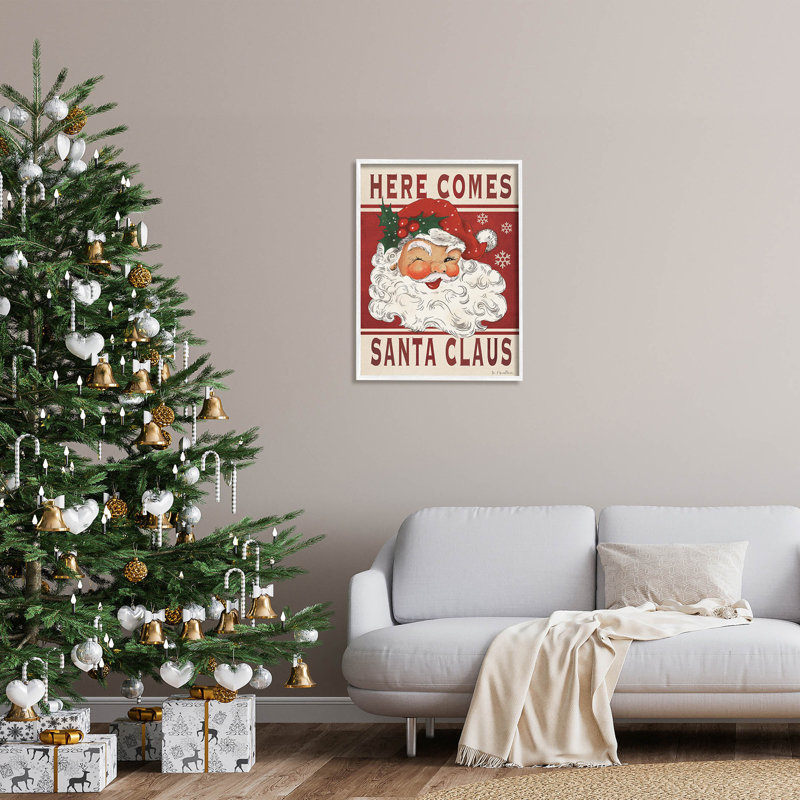 Here Comes Santa Claus at-194, H 30 po x l 24 po x P 1,5 po, Giclée encadrée blanc bord de mer