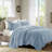 3 Piece Reversible Scalloped Edge Quilt Set Blue Full/Queen