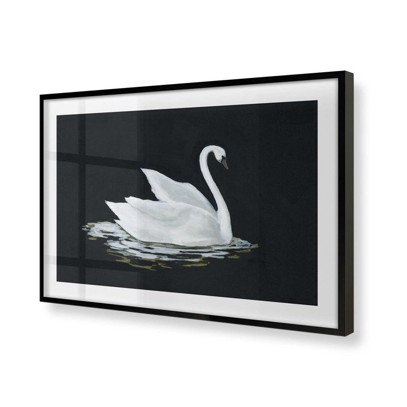Impression du guide du cygne silencieux, Noir, H 19 po x l 25 po, Reproduction encadrée avec passe-partout