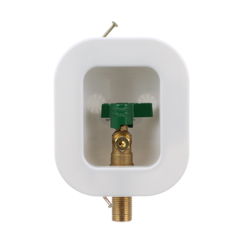 I2K 1/2 in. Brass Compatible Copper Sweat Connection Ice Maker Outlet Box with 1/4 Turn