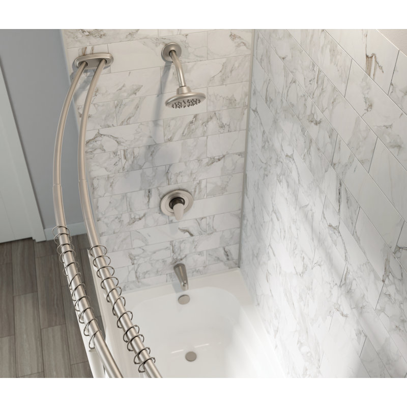 Tringle à rideau de douche réglable double courbée, Nickel poli