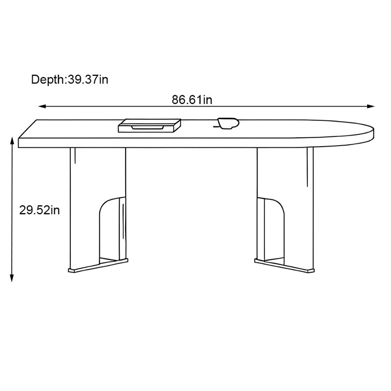 Matte cave stone slab dining table, 29.52"H x 86.61"L x 39.37"W