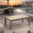43" X 24" All-Weather Metal Outdoor Coffee Table With Wood-Look Top And Khaki Frame-1604536199
