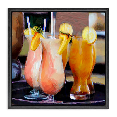 "Tropical Cocktail on Tray", art mural sur toile flottante par Mary Lou Johnson