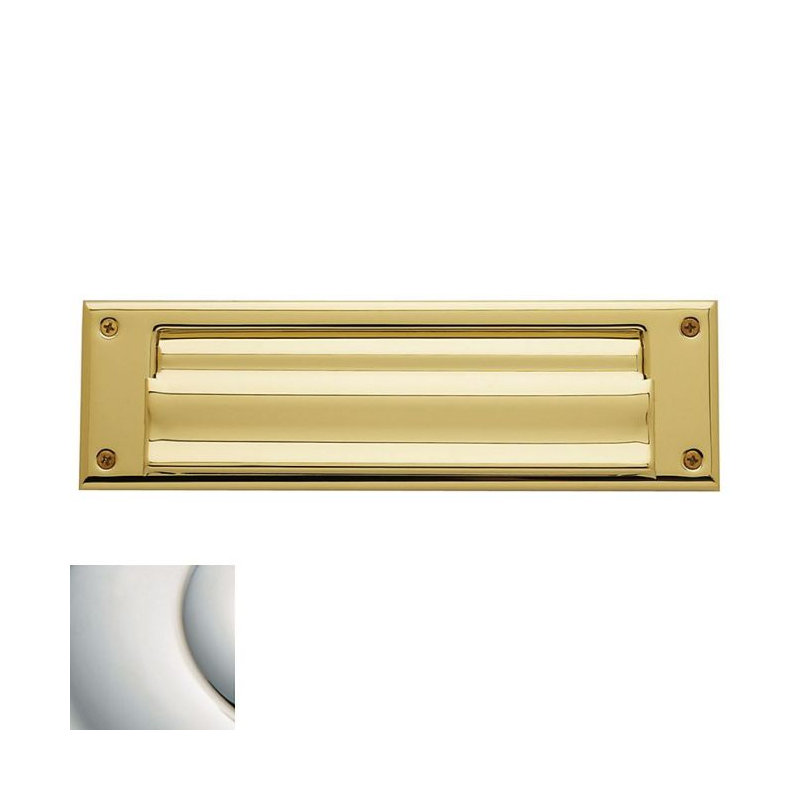 10 in x 3 in Brass Mail Slot, Lifetime Bright Nickel