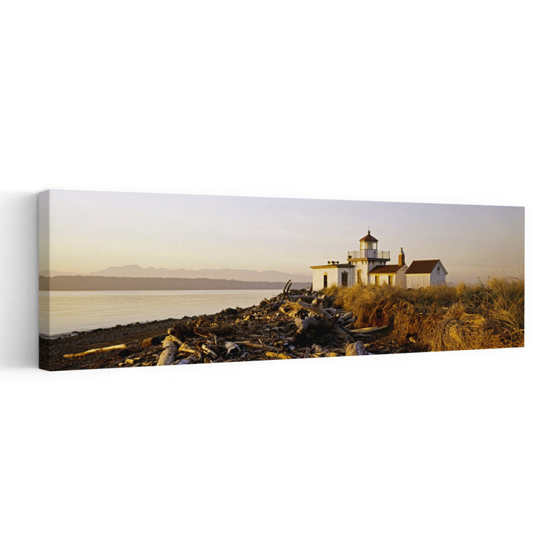 Lighthouse On The Beach West Point Lighthouse Seattle King County Washington State USA by Greg Probst - Wrapped Canvas Panoramic Print
