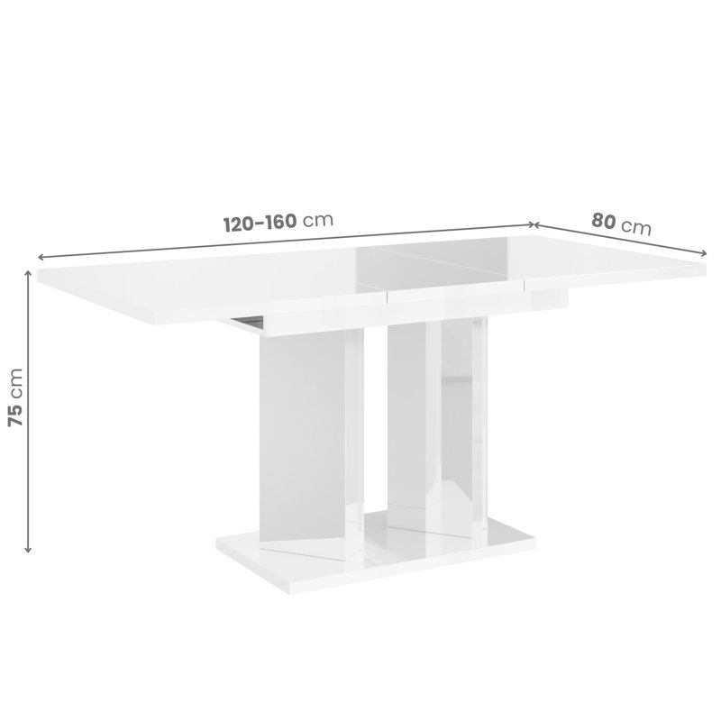 Extendable Dining Table, White High Gloss