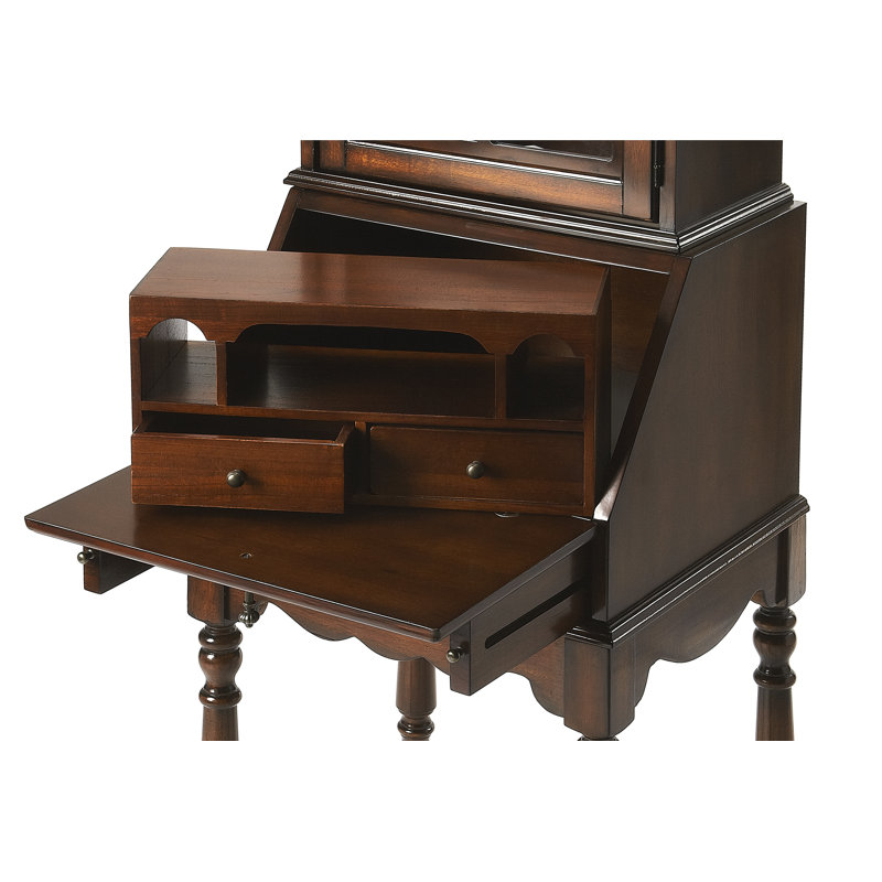Gaen Secretary Desk with Hutch, Dark Cherry