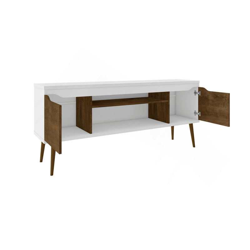 Meuble télé 63 po Bradley, White/Rustic Brown