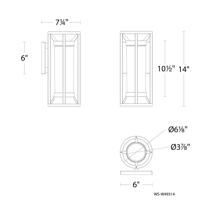 Roslyn 1 - Light LED Outdoor Armed Sconce, 14" H x 6.13" W x 7.25" D, 13W
