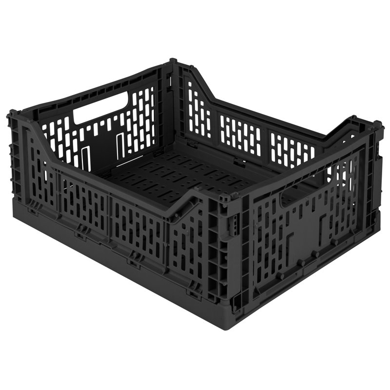 Caisse en plastique, Noir, H 5,71 po x l 15,75 po x P 11,81 po