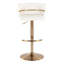 Tabouret réglable avec pivot en métal doré et similicuir blanc avec repose-pieds arrondi en T - ensemble de 2
